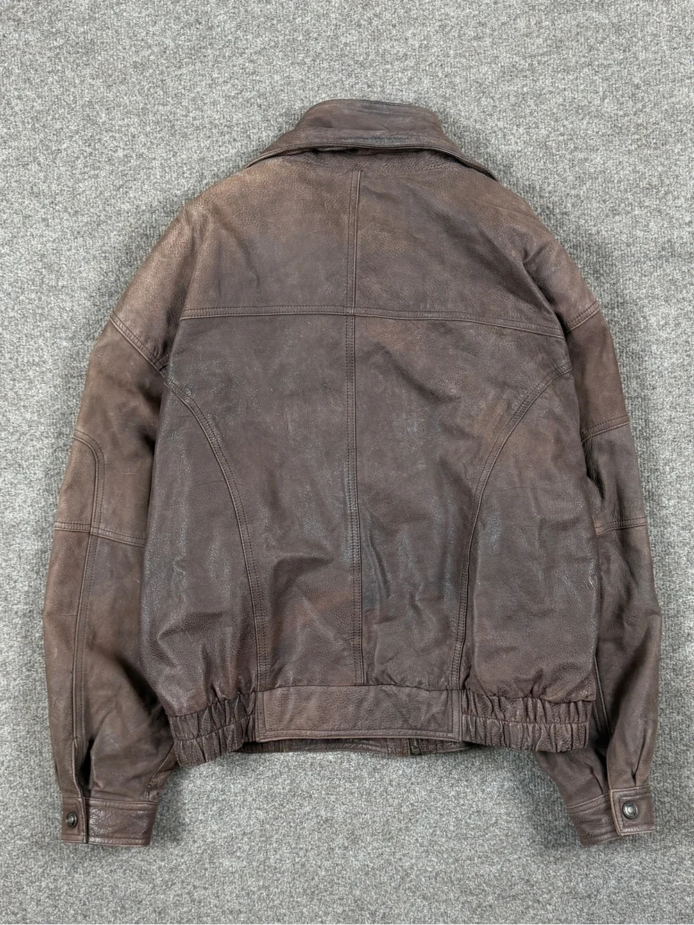 Vintage Wilsons Adventure Bound Brown Leather Bomber Jacket Men’s XL Funnel Neck